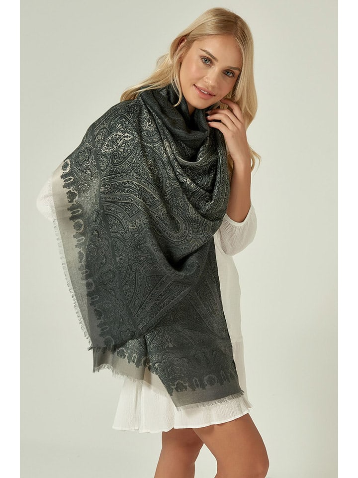 Lucky Bees Szal w kolorze antracytowo-beżowym - 180 x 90 cm rozmiar: onesize