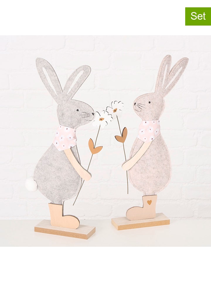 Boltze Figurki dekoracyjne (2 szt.) w kolorze beżowo-jasnoszarym - wys. 39,5 cm rozmiar: onesize