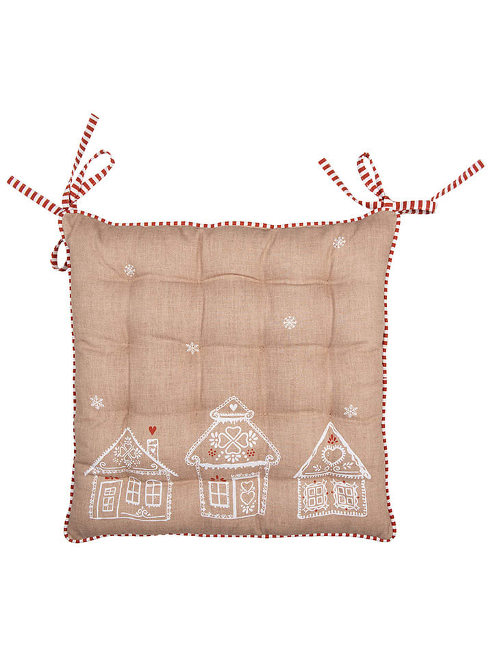 Clayre & Eef Poduszka w kolorze beżowym na krzesło - 40 x 40 cm rozmiar: onesize