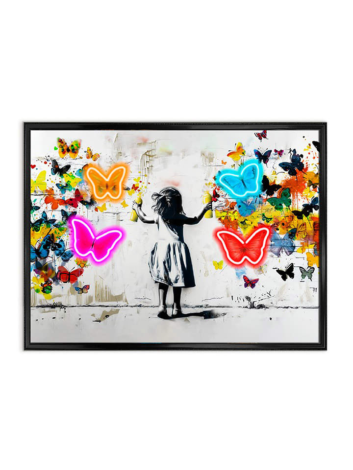 Orangewallz Druk artystyczny LED "Spray of Butterflies" rozmiar: 60x80 cm