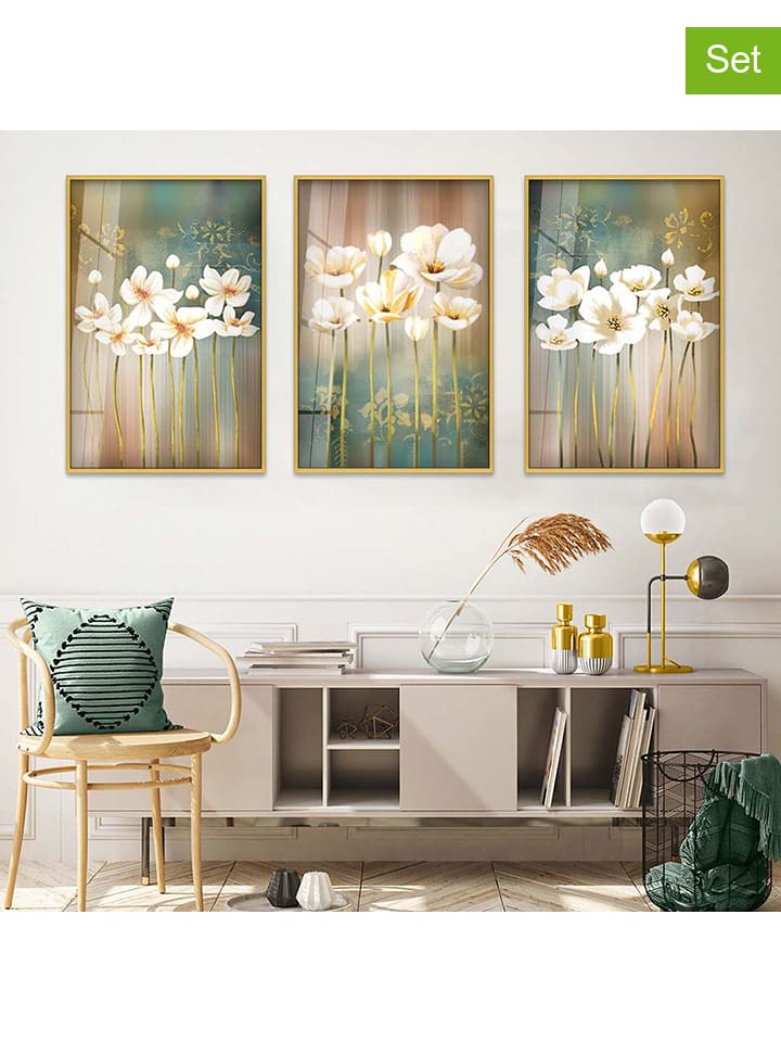 ABERTO DESIGN Druki (3 szt.) na szkle w ramce rozmiar: 40x60 cm