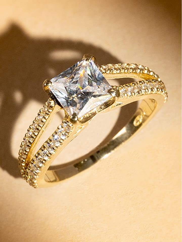 L instant d Or Złoty pierścionek "La Merveilleuse" z cyrkoniami rozmiar: 56