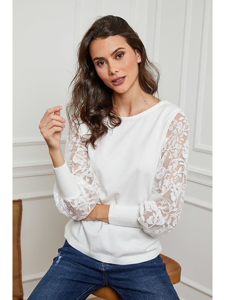 Joséfine Sweter "Mench" w kolorze białym rozmiar: S