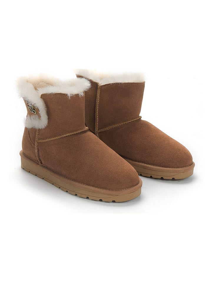 NICEBAY Skórzane botki zimowe "Labriela" w kolorze jasnobrązowym rozmiar: 37