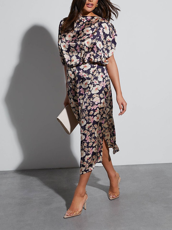 Milan Kiss Sukienka w kolorze kremowo-granatowym rozmiar: L