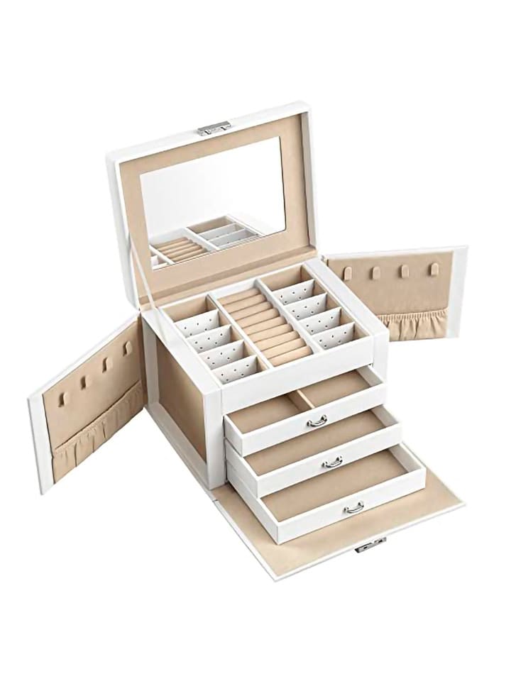 SONGMICS Szkatułka w kolorze biało-beżowym - 22,5 x 16,5 x 17,5 cm rozmiar: onesize