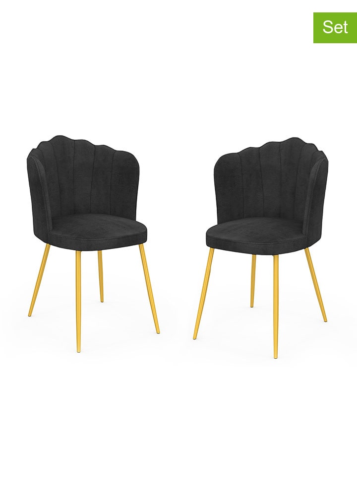 IDOMYA Factory Krzesła (2 szt.) "Arielle" w kolorze antracytowym do jadalni - 55 x 82 x 51 cm rozmiar: onesize