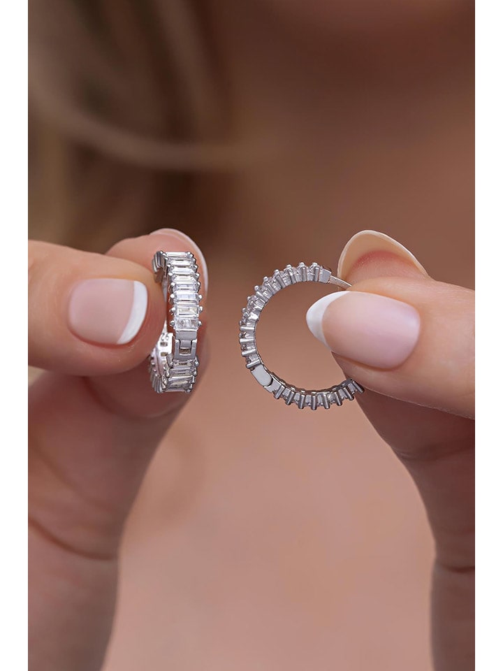 Heliophilia Srebrne kolczyki-kreole z cyrkoniami rozmiar: onesize