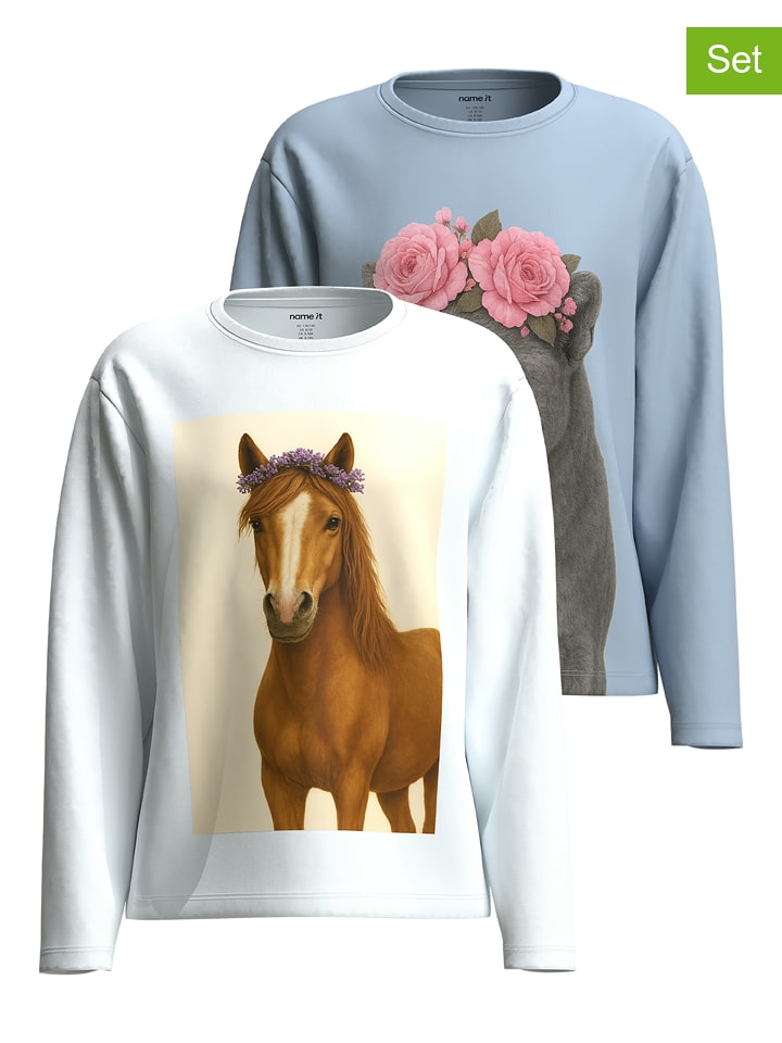 name it Koszulki (2 szt.) "Votea" w kolorze biało-błękitnym rozmiar: 134/140