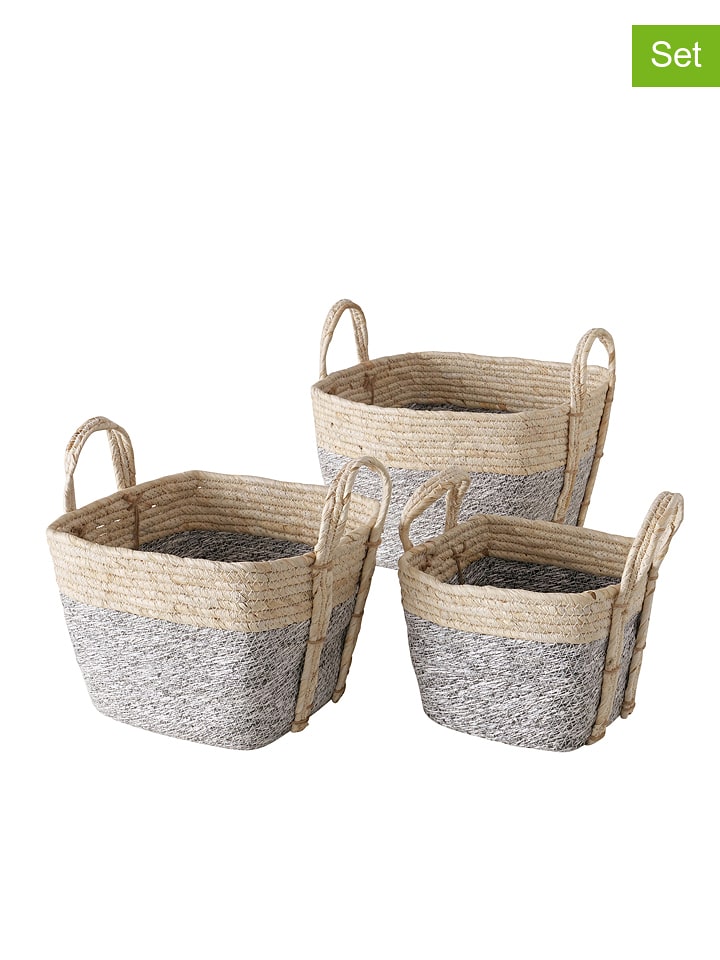 Boltze Kosze (3 szt.) "Rulah" w kolorze szaro-beżowym rozmiar: onesize