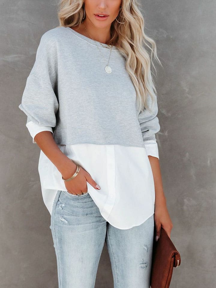 Milan Kiss Sweter w kolorze jasnoszaro-białym rozmiar: XL