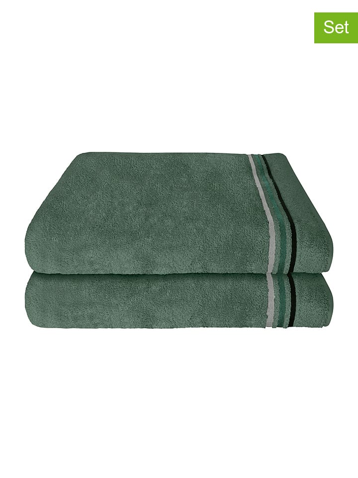 Schiesser Ręczniki prysznicowe (2 szt.) "Skyline" w kolorze zielonym rozmiar: 70x140 cm