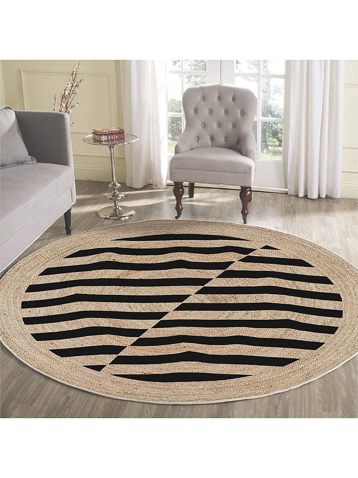 Conceptum Hypnose Dywan ''Woopamuk530'' w kolorze czarno-beżowym rozmiar: 120x120 cm