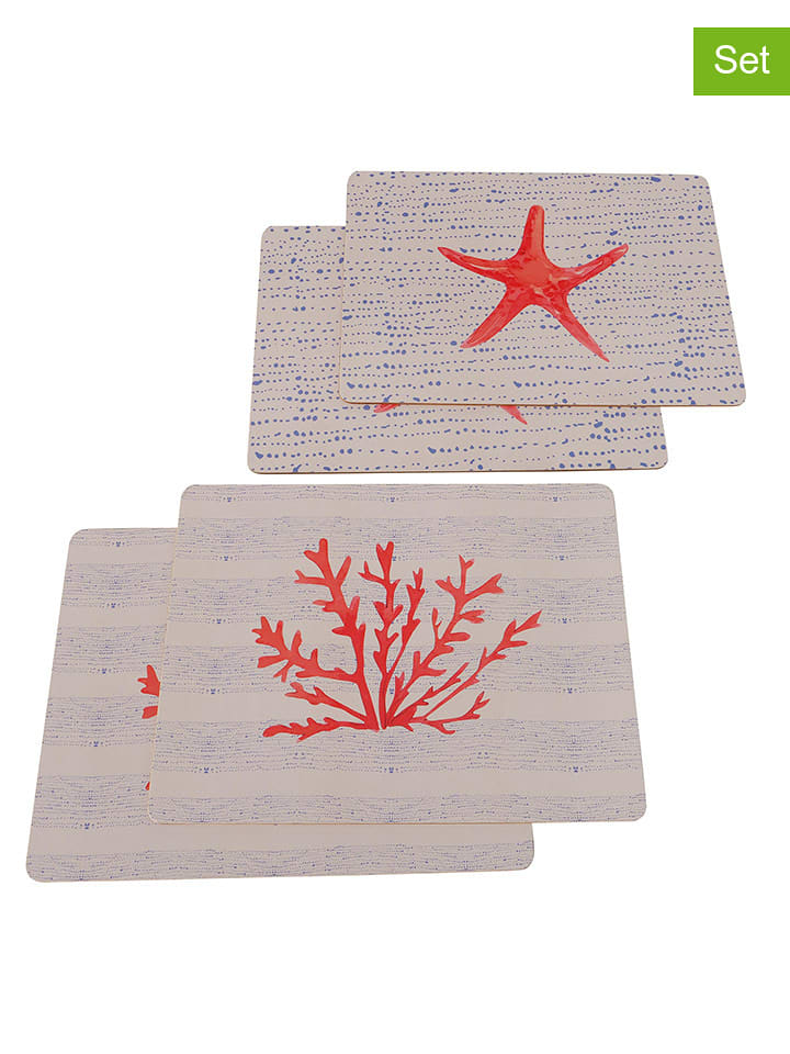 Boltze Podkładki stołowe (4 szt.) "Dolores" w kolorze kremowo-czerwonym - 30 x 40 cm rozmiar: onesize