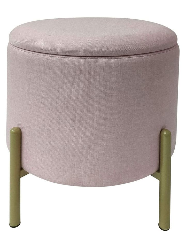 Echtwerk Hocker "Logan" w kolorze jasnoróżowym ze schowkiem - wys. 40 x Ø 36 cm rozmiar: onesize