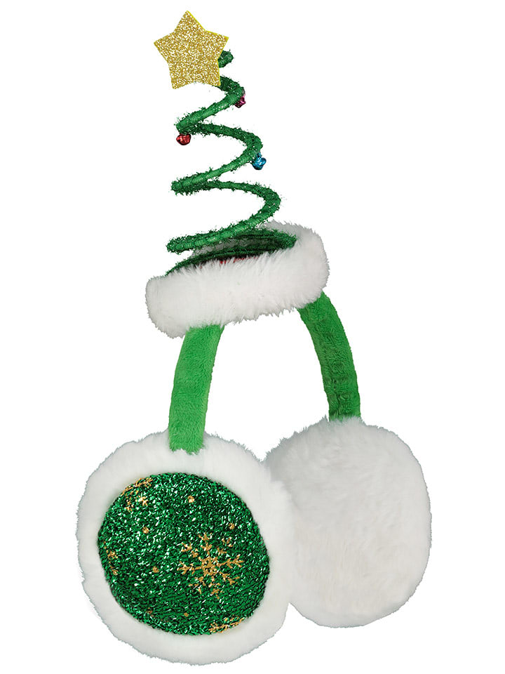 Sublevel Pluszowe nauszniki w kolorze biało-zielonym rozmiar: onesize