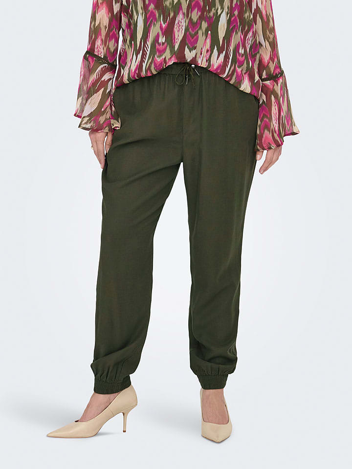 ONLY Carmakoma Spodnie dresowe w kolorze khaki rozmiar: 42/L32