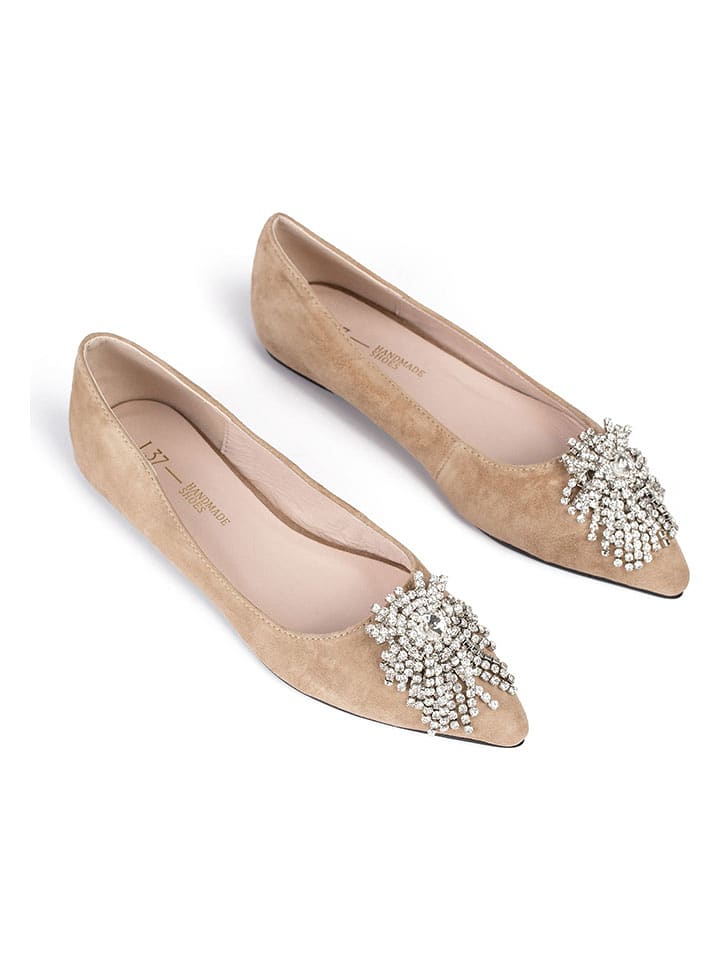 loft37 Skórzane baleriny w kolorze beżowym rozmiar: 39