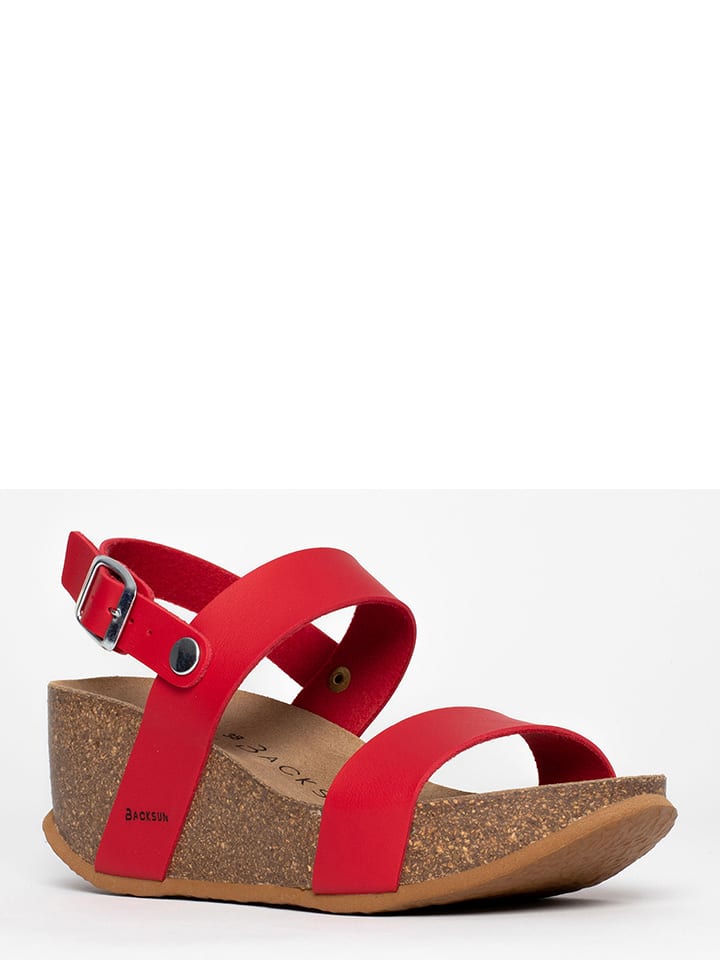 BACKSUN Sandały w kolorze czerwonym na koturnie rozmiar: 39