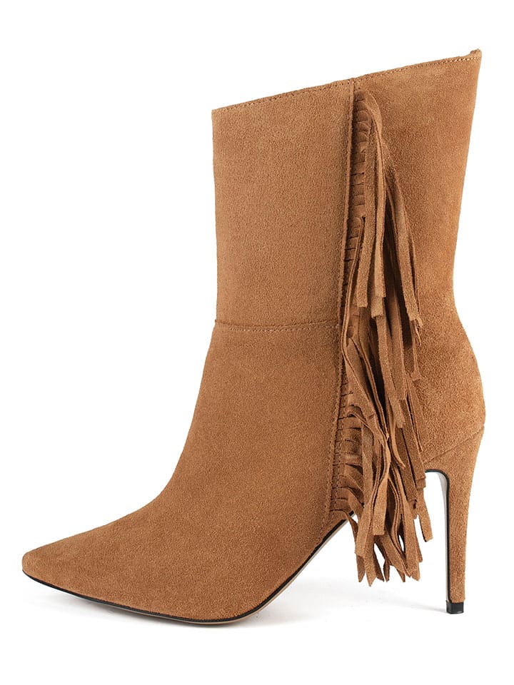 loft37 Skórzane botki w kolorze jasnobrązowym rozmiar: 41