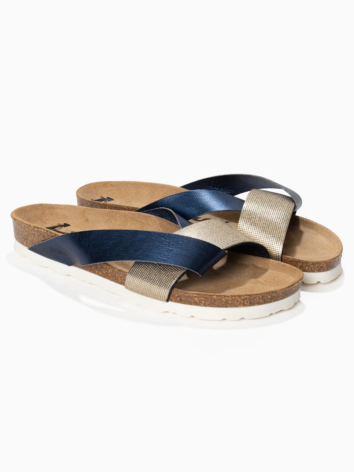 BAYTON Klapki "Mildura" w kolorze złoto-granatowym rozmiar: 38