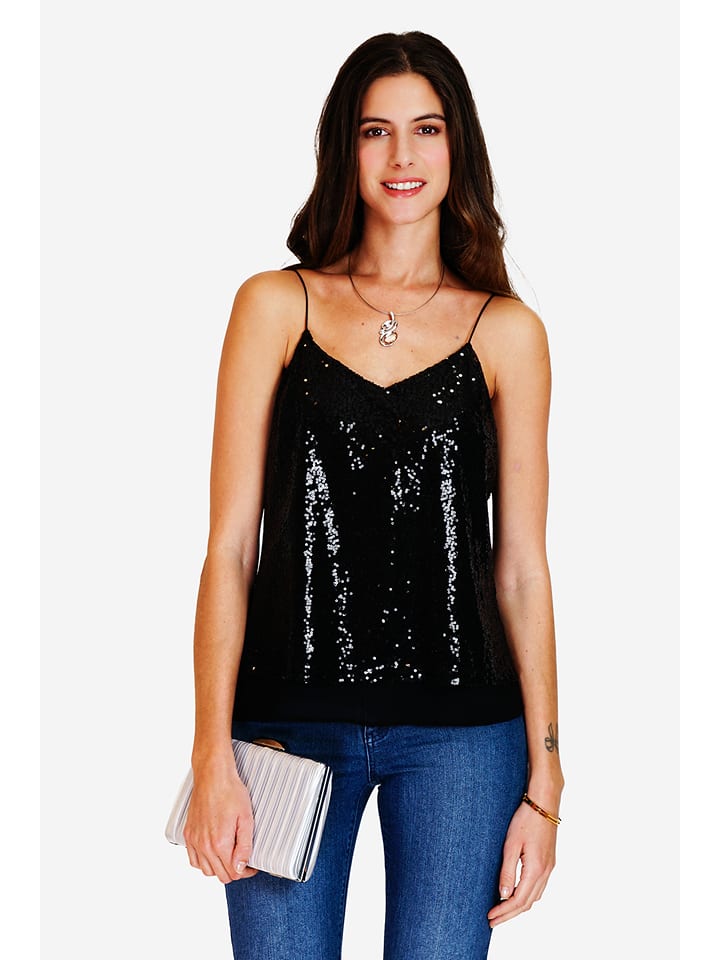 ASSUILI Top cekinowy w kolorze czarnym rozmiar: 38