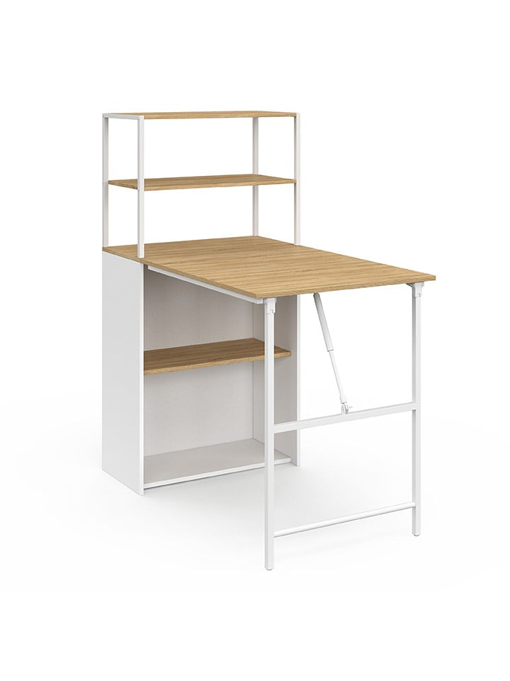 IDOMYA Factory Składane biurko "Raya" w kolorze jasnobrązowo-białym - 103,5 x 120 x 60 cm rozmiar: onesize