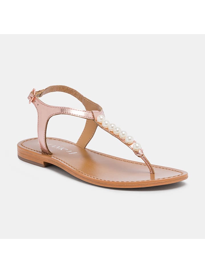 CALANK Skórzane sandały w kolorze różowozłotym rozmiar: 38