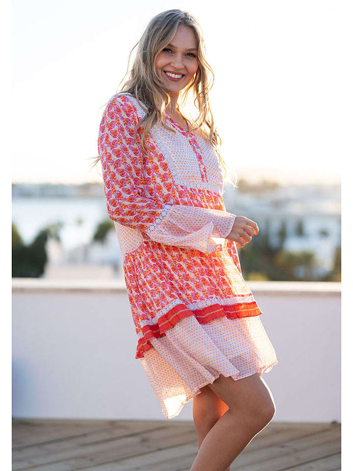 miss goodlife Sukienka w kolorze jasnoróżowo-czerwono-białym rozmiar: S