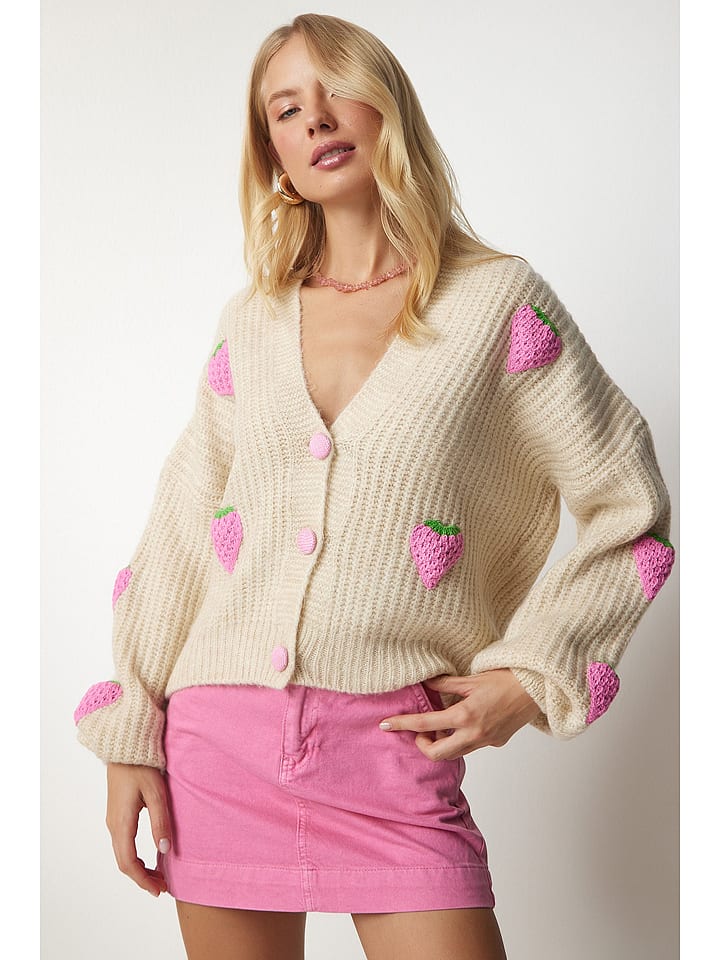 Happiness Istanbul Kardigan w kolorze beżowym rozmiar: onesize