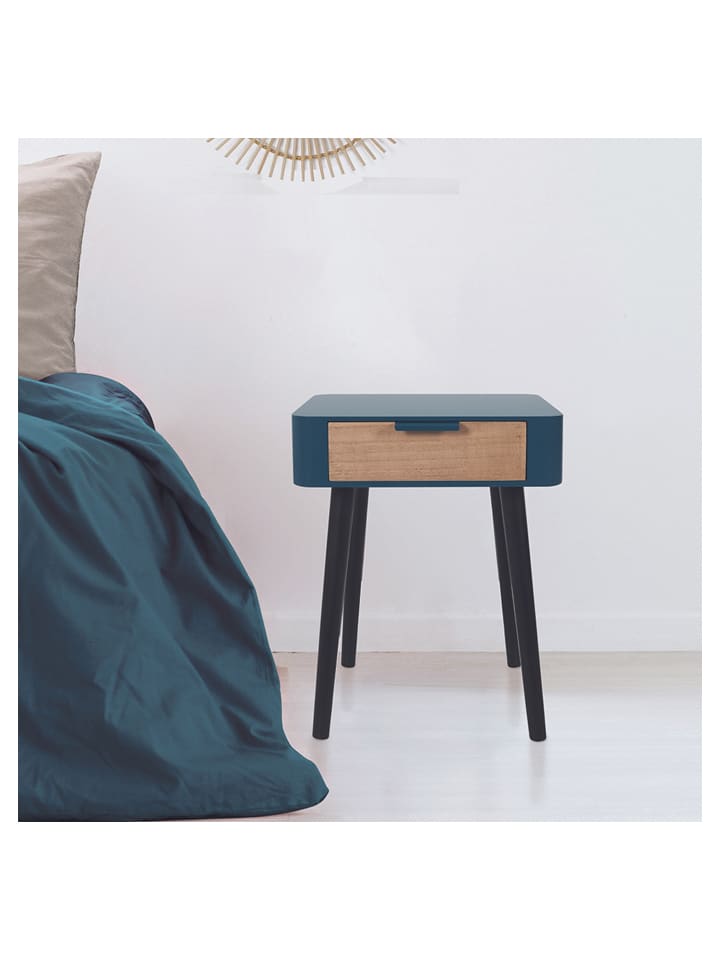 THE HOME DECO FACTORY Stolik nocny w kolorze niebieskim - 35 x 48 x 35 cm rozmiar: onesize