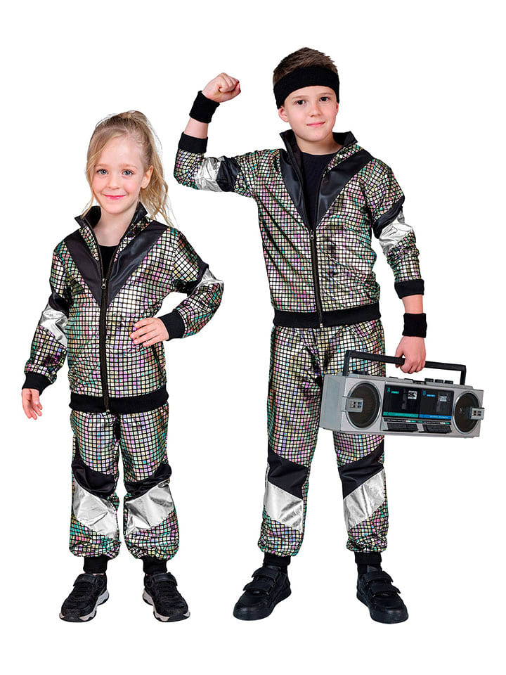 Carnival Party 2-częściowy kostium "Eighties" w kolorze srebrno-czarnym rozmiar: 164