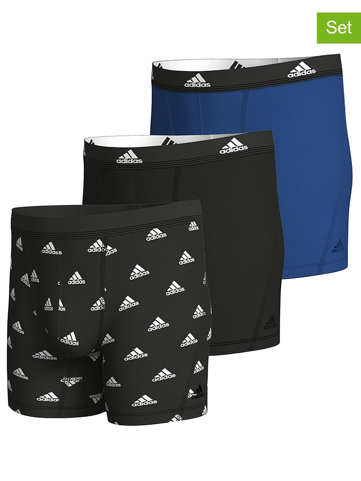 adidas Bokserki (3 pary) w kolorze czarno-niebieskim rozmiar: S