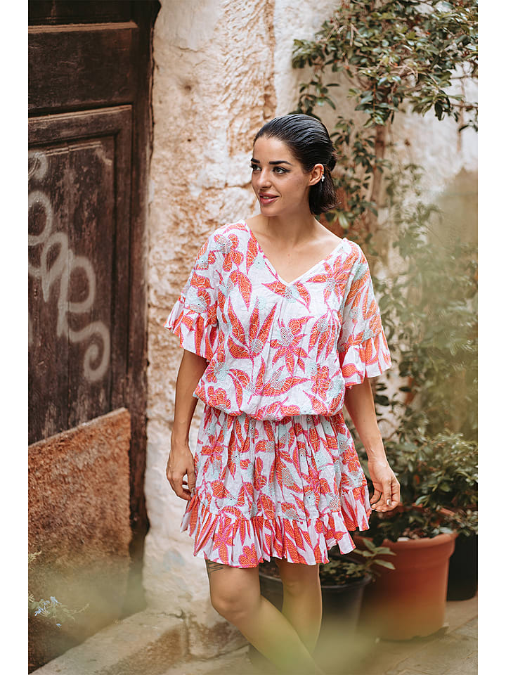 Isla Bonita by SIGRIS Sukienka w kolorze biało-różowym rozmiar: XL