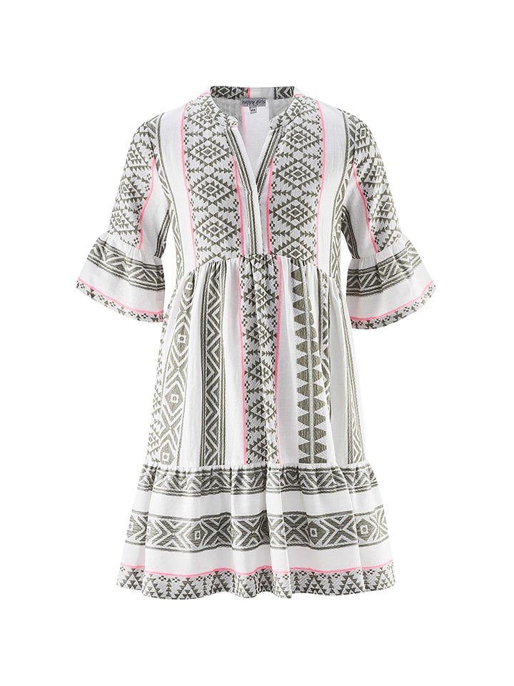 happy girls by Eisend Sukienka w kolorze biało-zielono-jasnoróżowym rozmiar: 176