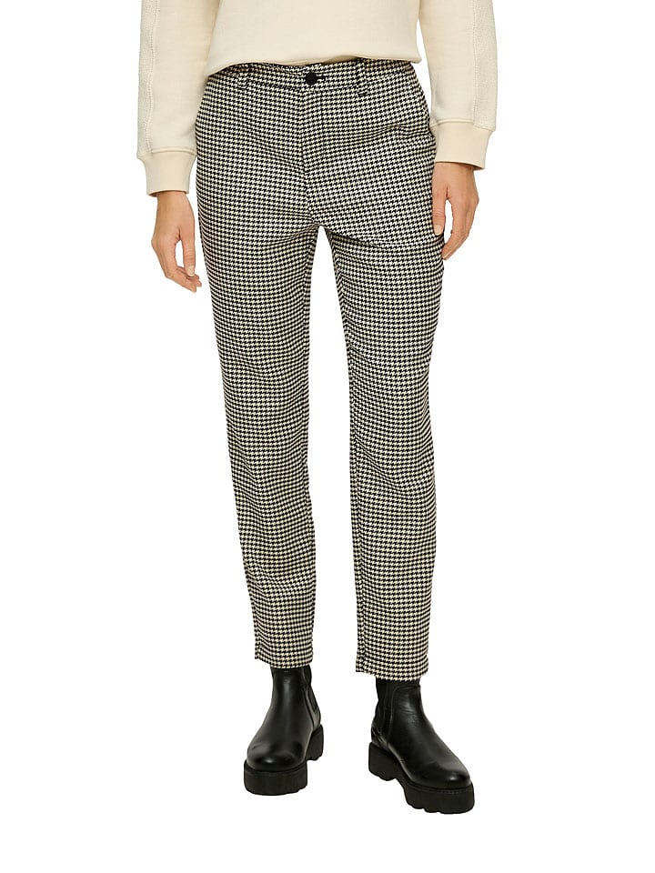 s.Oliver Spodnie w kolorze czarno-kremowym rozmiar: 40