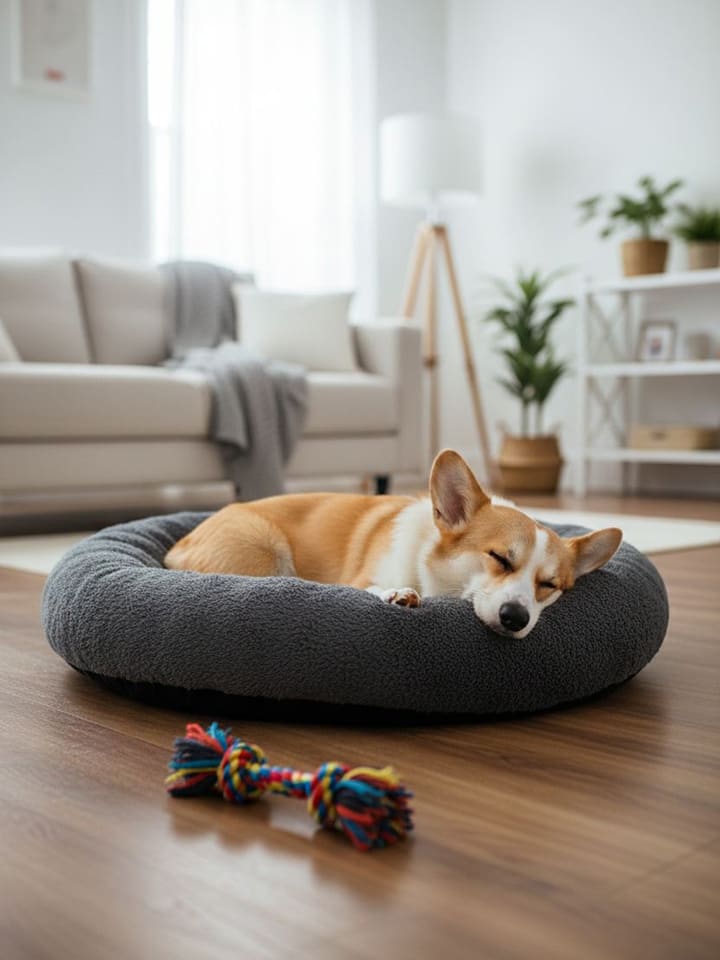 Paws&Whiskers Legowisko "Pugalo" w kolorze antracytowym dla psa rozmiar: 65x65x15 cm