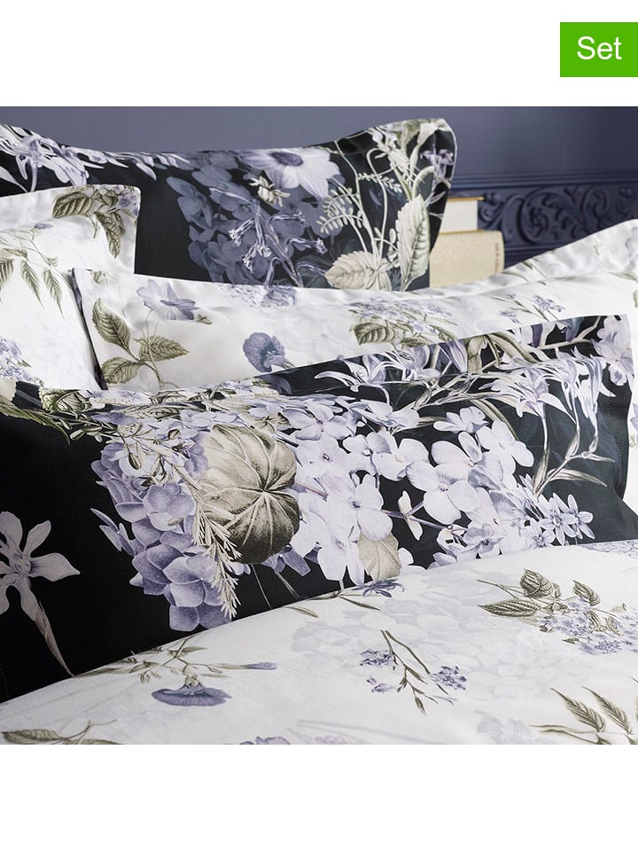 maison héritage PARIS Satynowe poszewki (2 szt.) w kolorze granatowo-białym na poduszkę rozmiar: 50x70 cm