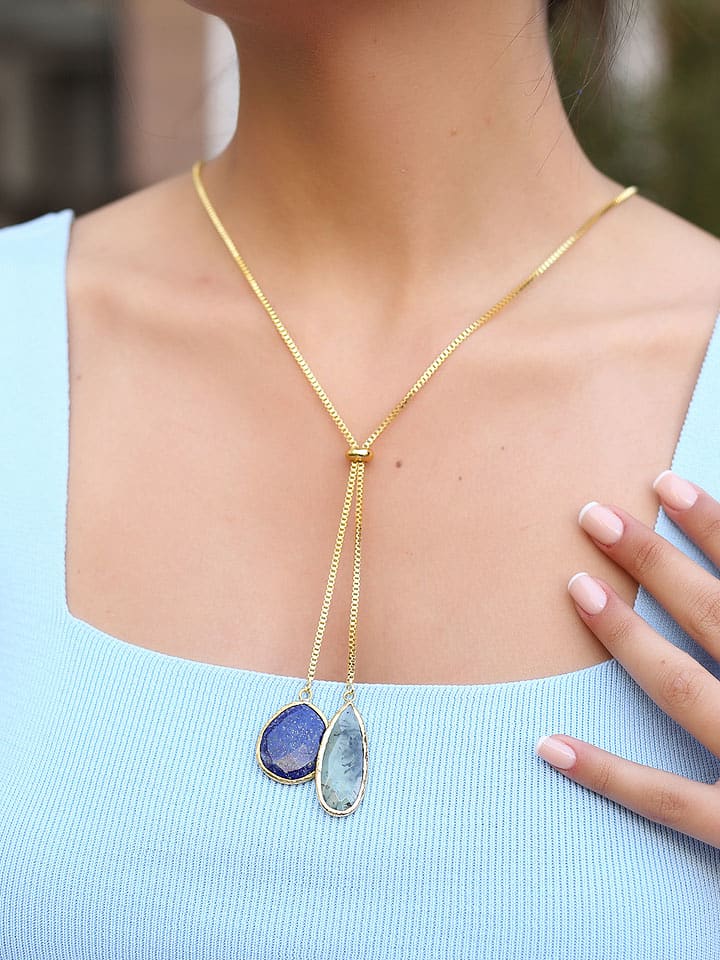 Pierres de Jade Pozłacany naszyjnik z elementami ozdobnymi - dł. 50 cm rozmiar: onesize