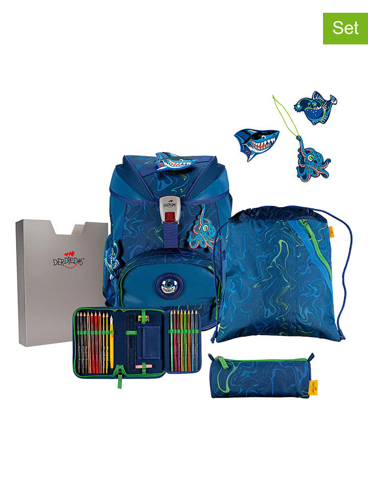 DerDieDas 7-częściowy zestaw szkolny "ErgoFlex Superflash" w kolorze niebieskim rozmiar: onesize