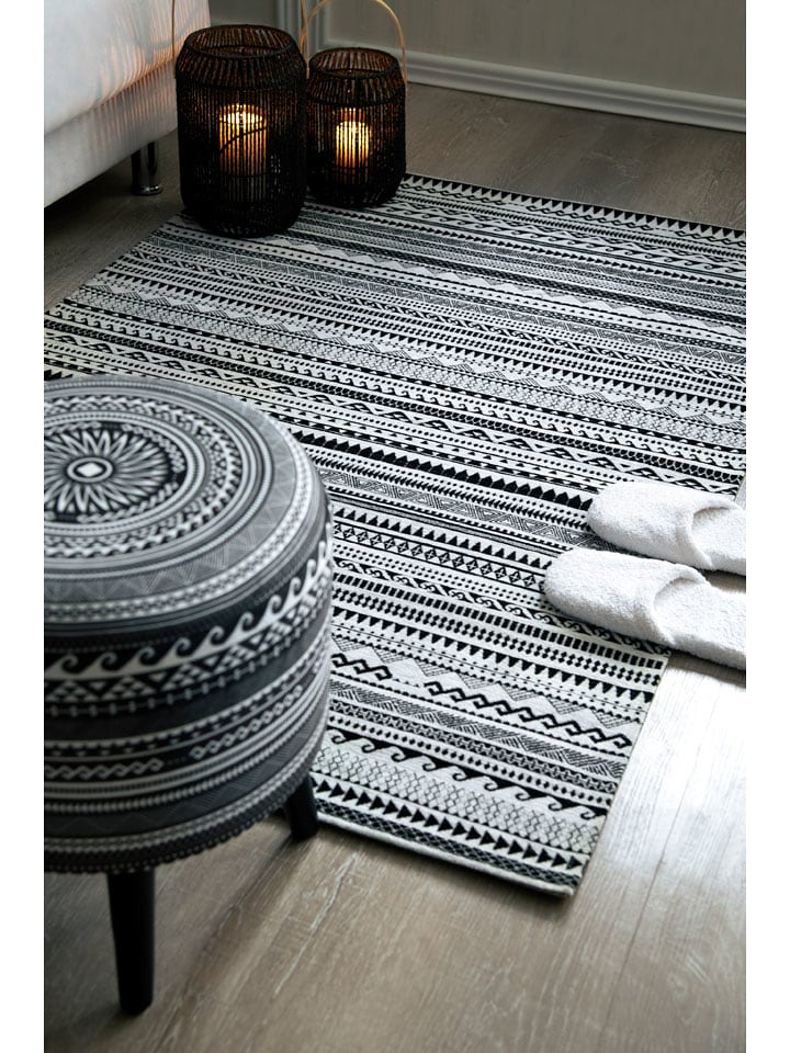EXCELSA Dywan "Etnico" w kolorze czarno-białym - 165 x 110 cm rozmiar: onesize