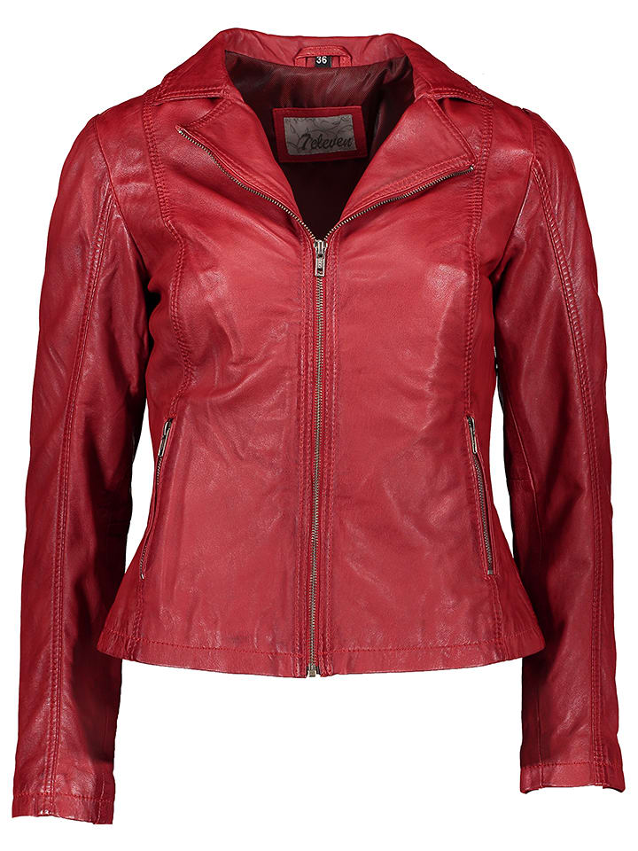 7eleven Skórzana kurtka "Cytta" w kolorze czerwonym rozmiar: 40