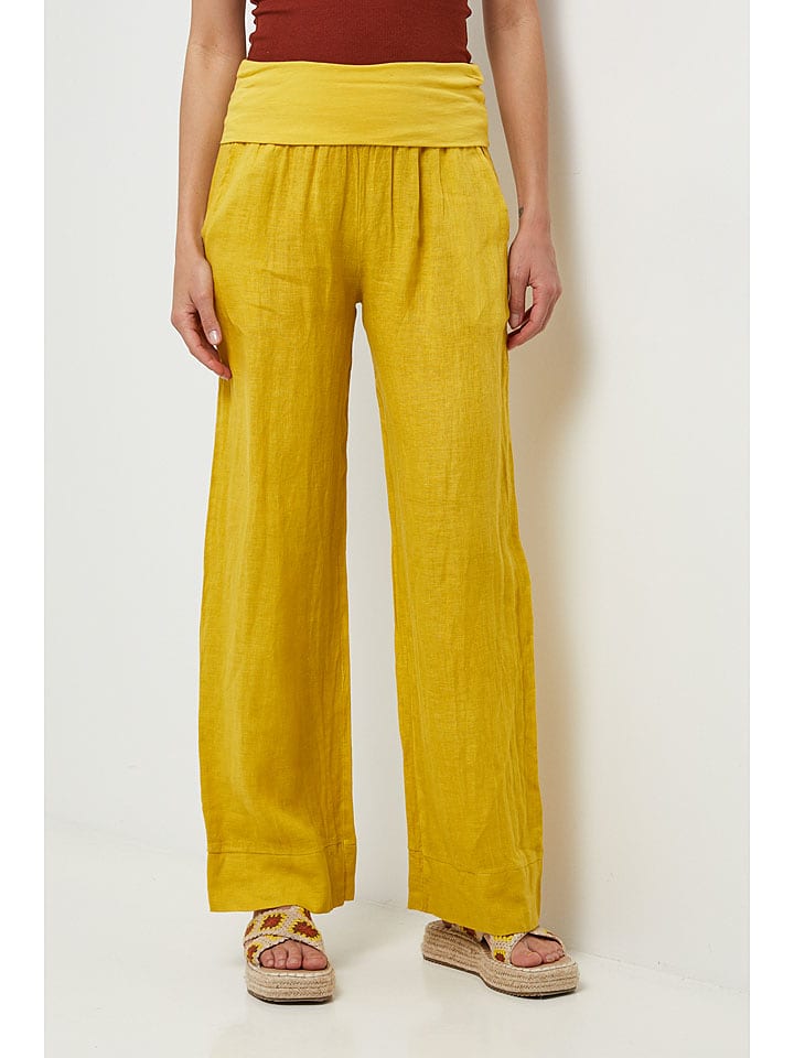 Lin Passion Lniane spodnie w kolorze żółtym rozmiar: 40/42