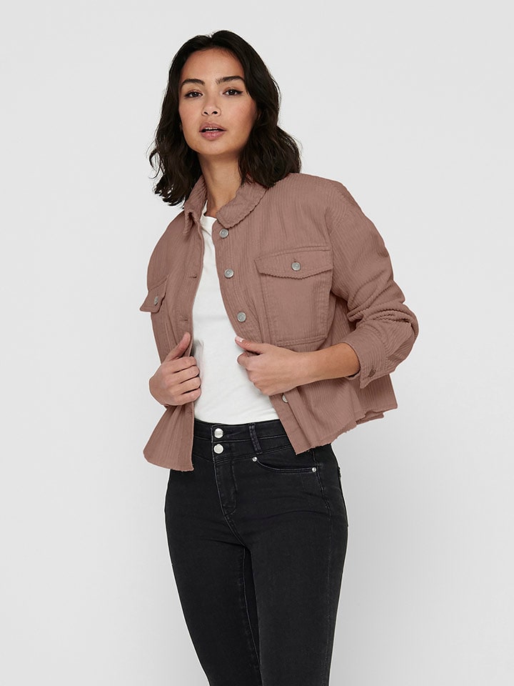 ONLY Kurtka sztruksowa w kolorze szaroróżowym rozmiar: S