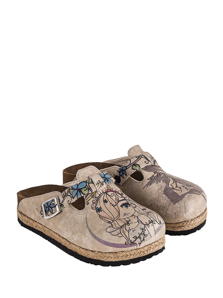 Streetfly Skórzane chodaki w kolorze brązowym ze wzorem rozmiar: 40