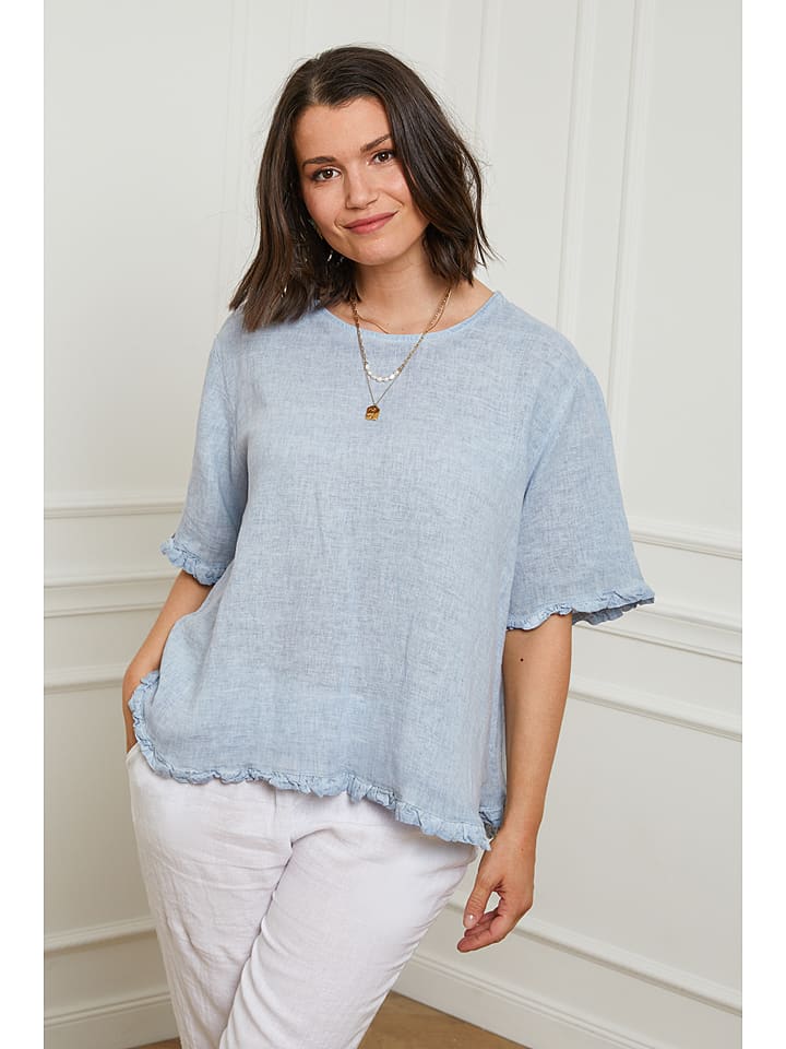 Curvy Lady Lniana koszulka w kolorze błękitnym rozmiar: 40/42