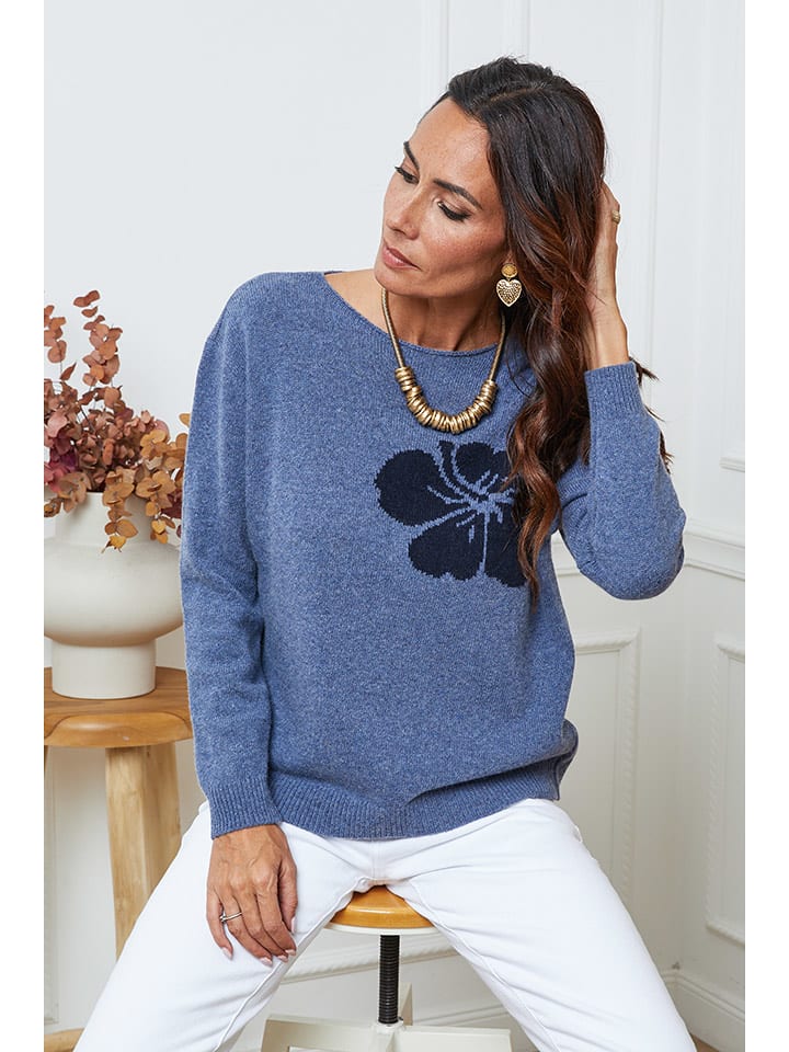 So Cachemire Sweter "Lambi" w kolorze niebieskim rozmiar: L