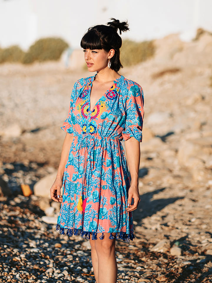 Isla Bonita by SIGRIS Sukienka w kolorze pomarańczowo-turkusowym rozmiar: XL