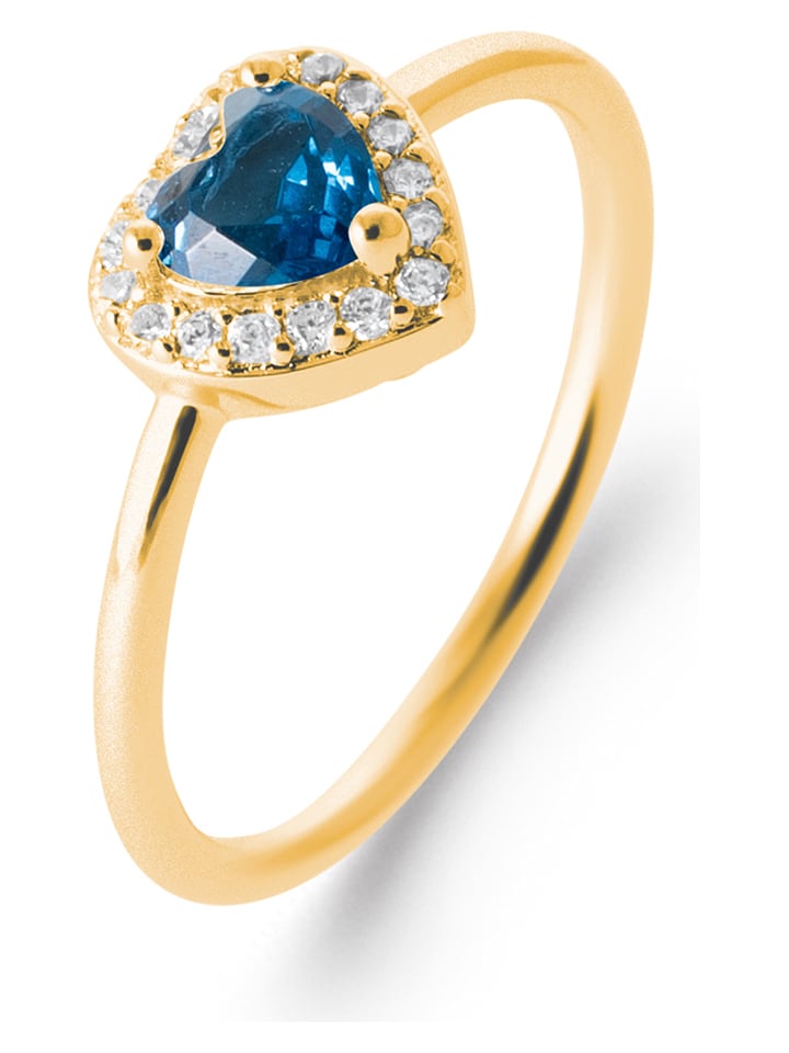 L'Atélier Précieux Pozłacany pierścionek z cyrkoniami rozmiar: 58