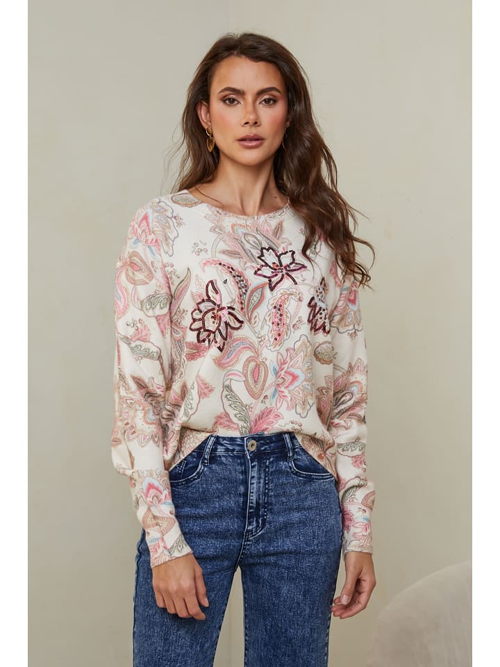 Joséfine Sweter "Babola" w kolorze jasnoróżowo-kremowym rozmiar: L